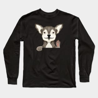 Cute chihuahua dog waving hand Long Sleeve T-Shirt